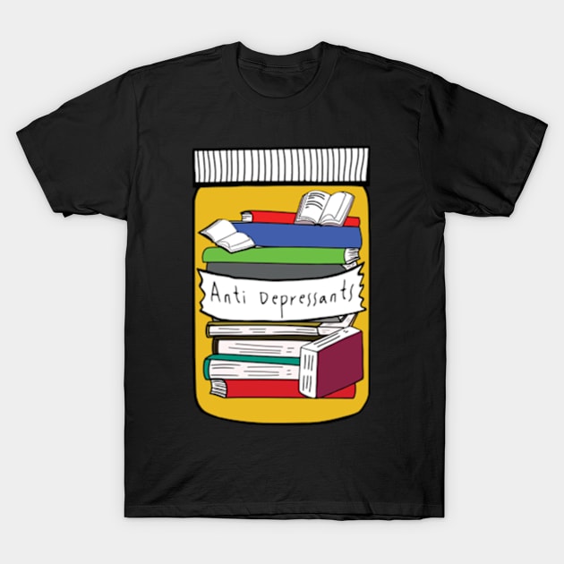 Anti depressant bookish book lover bookish merch Kindle smut reader reading lover e-reader T-Shirt by Mimimoo